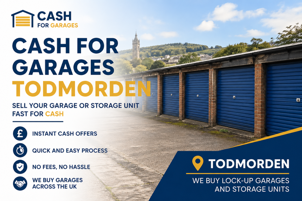 Cash for garages Todmorden with blue garage units and fast cash sale service